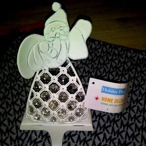 NWT Holiday Place beaded Angel Christmas stocking candle holder